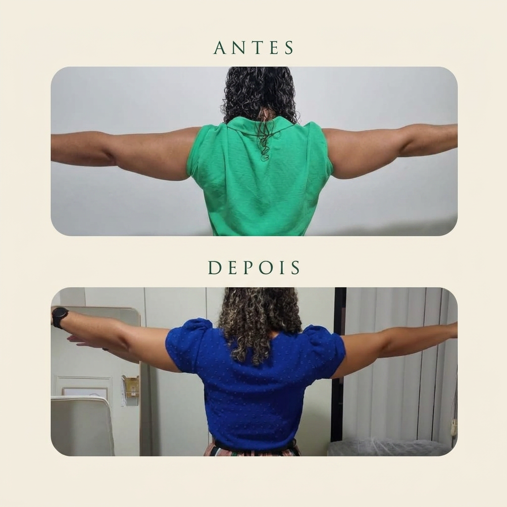 Antes e depois de tratamento corporal nos braços na Clínica Change